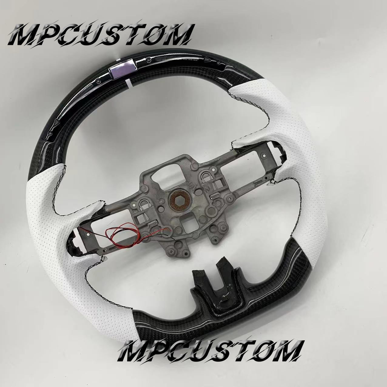 Mpcustom for Ford Mustang 2015-2017 carbon fiber steering wheel white perforated leather