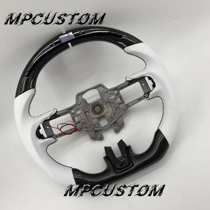 Mpcustom for Ford Mustang 2015-2017 carbon fiber steering wheel white perforated leather