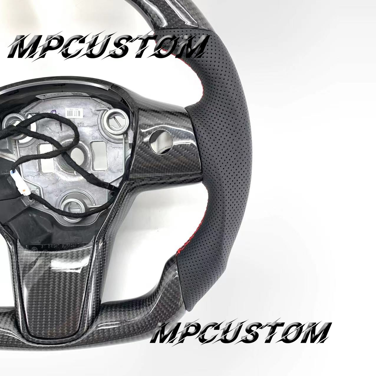 Mpcustom for Tesla model 3 Y carbon fiber steering wheel red stripe line