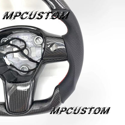 Mpcustom for Tesla model 3 Y carbon fiber steering wheel red stripe line