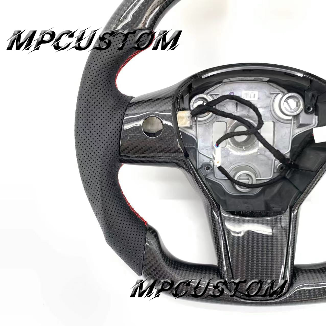 Mpcustom for Tesla model 3 Y carbon fiber steering wheel red stripe line