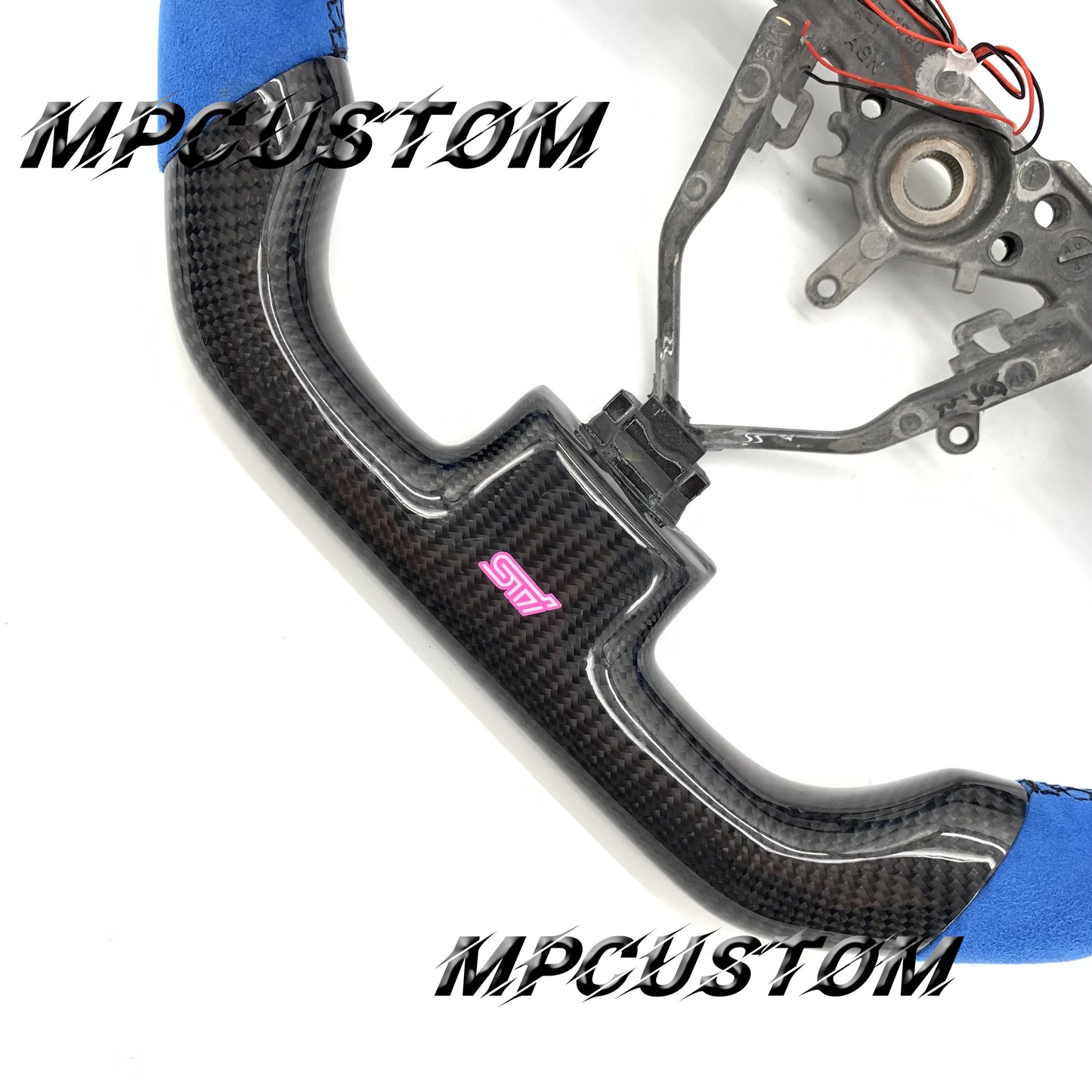 Mpcustom for Subaru wrx sti 2003-2007 carbon fiber steering wheel blue Alcantara