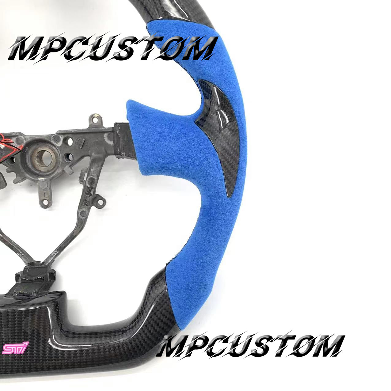 Mpcustom for Subaru wrx sti 2003-2007 carbon fiber steering wheel blue Alcantara