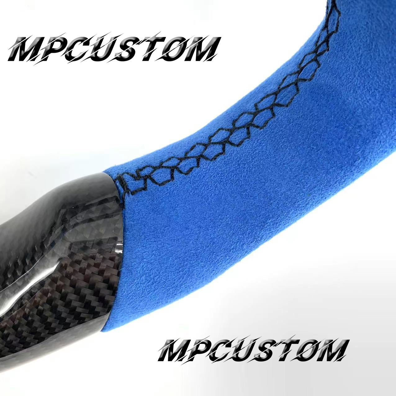 Mpcustom for Subaru wrx sti 2003-2007 carbon fiber steering wheel gloss and blue Alcantara