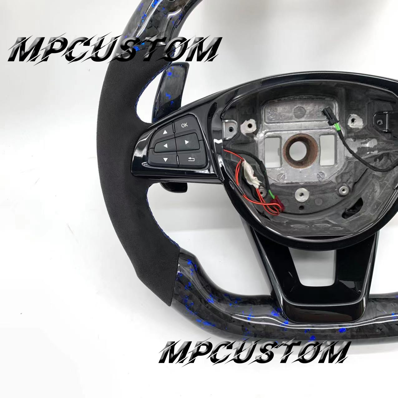Mpcustom for Mercedes Benz 808AMG /W205 AMG carbon fiber steering wheel round top and led