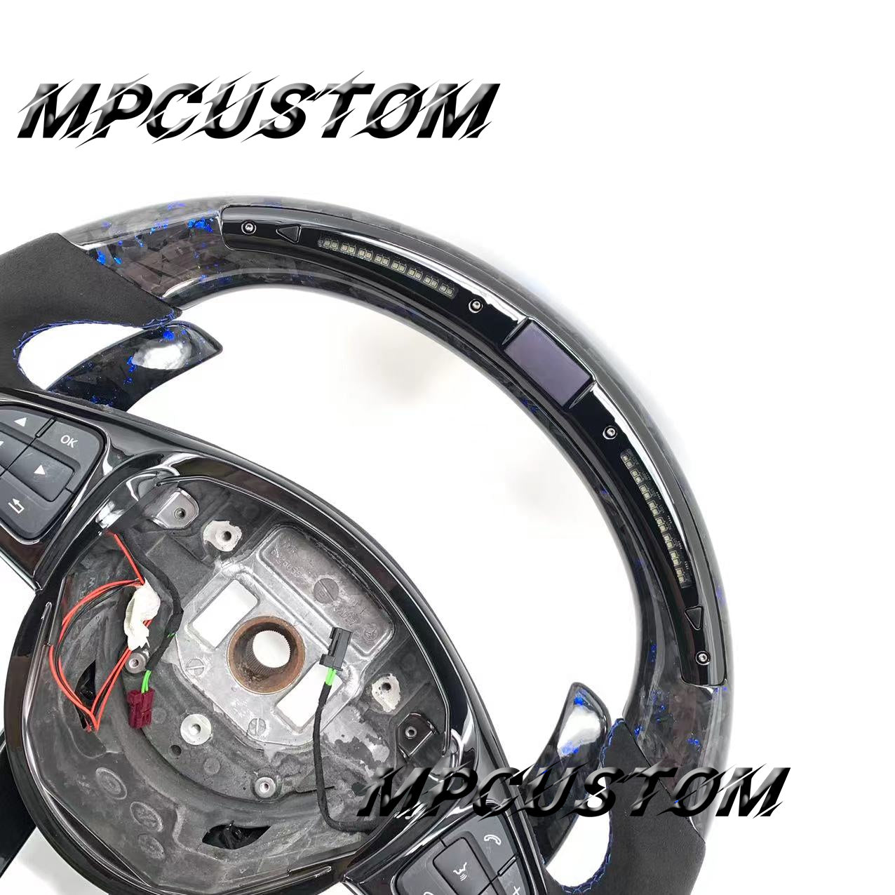 Mpcustom for Mercedes Benz 808AMG /W205 AMG carbon fiber steering wheel gloss and led