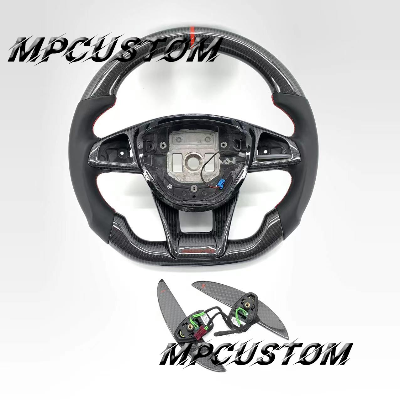 Mpcustom for Mercedes Benz 808AMG /W205 AMG carbon fiber steering wheel red stripe line