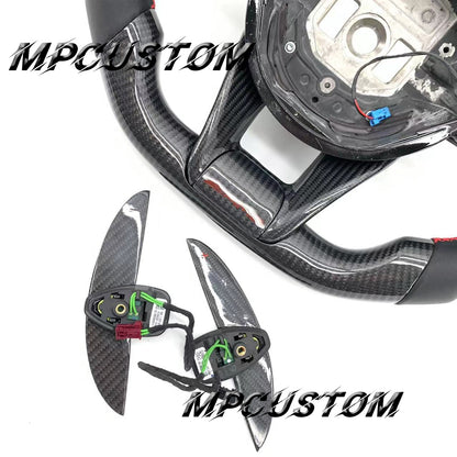 Mpcustom for Mercedes Benz 808AMG /W205 AMG carbon fiber steering wheel gloss and red stripe line