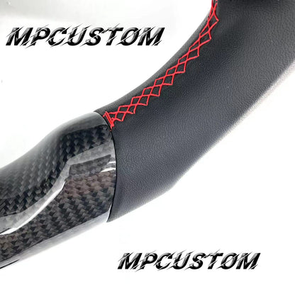 Mpcustom for Mercedes Benz 808AMG /W205 AMG carbon fiber steering wheel gloss and red stripe line