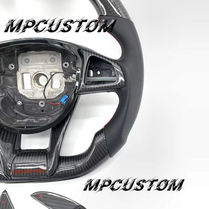 Mpcustom for Mercedes Benz 808AMG /W205 AMG carbon fiber steering wheel red stripe line and round top