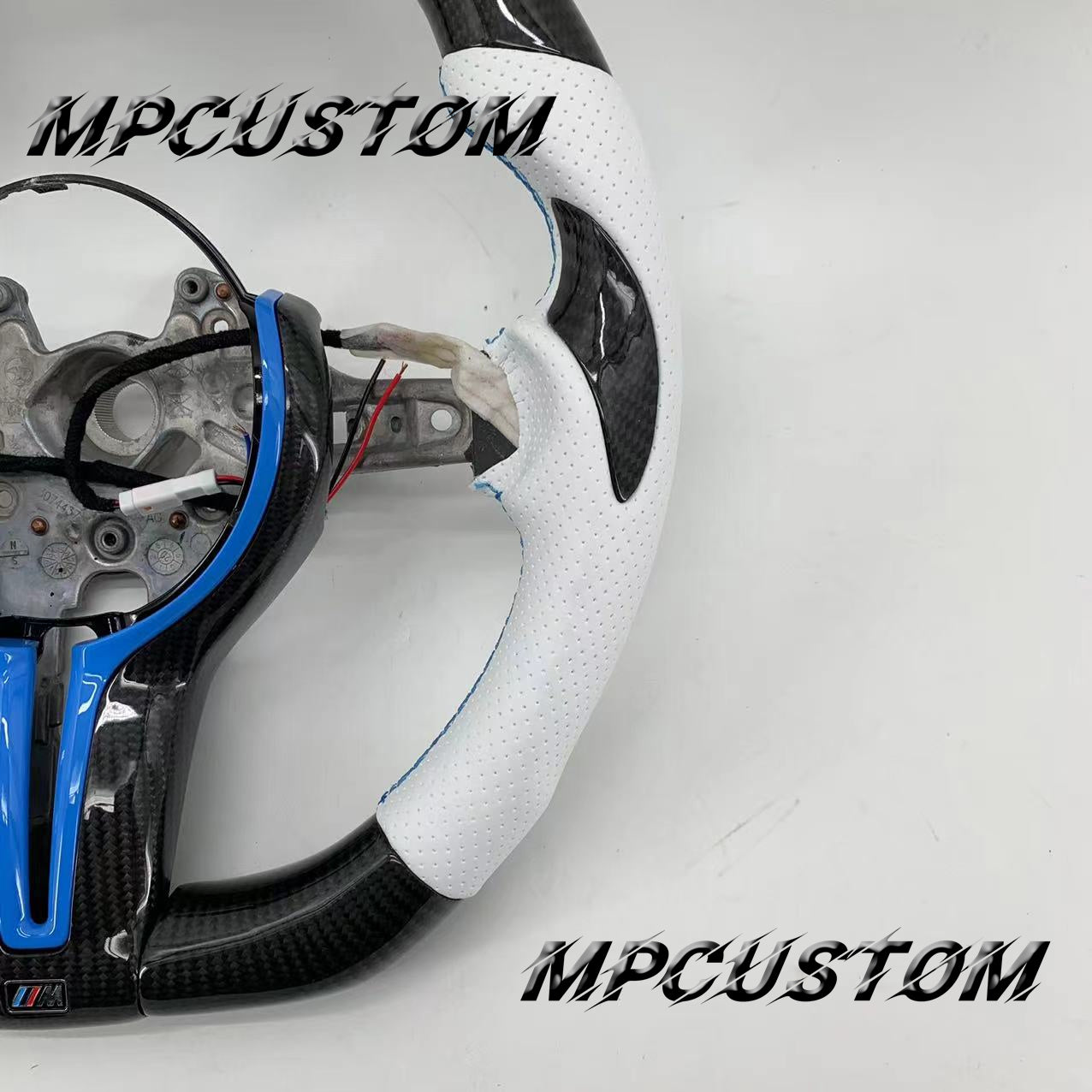 Mpcustom for BMW 2 series F22/F23/F44/F45 carbon fiber steering wheel white perforated leather