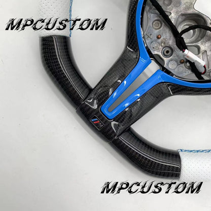 Mpcustom for BMW 2 series F22/F23/F44/F45 carbon fiber steering wheel white perforated leather