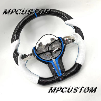 Mpcustom for BMW M2 F87/M3 F80/M4 F82/F83/M5F10/F90 carbon fiber steering wheel blue stripe line