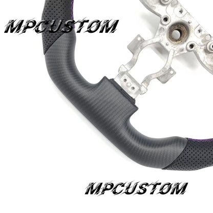 Mpcustom for Nissan GTR R35 2009-2016 carbon fiber steering wheel round top and purple stripe line
