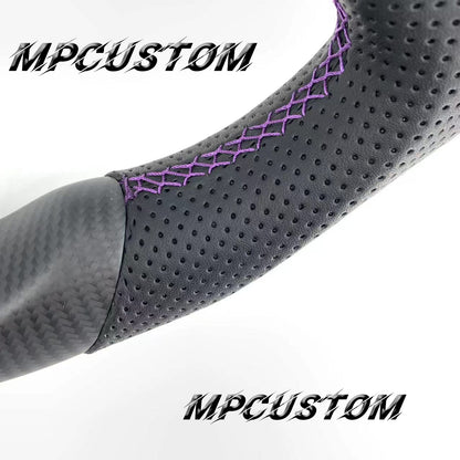 Mpcustom for Nissan GTR R35 2009-2016 carbon fiber steering wheel round top and purple stripe line