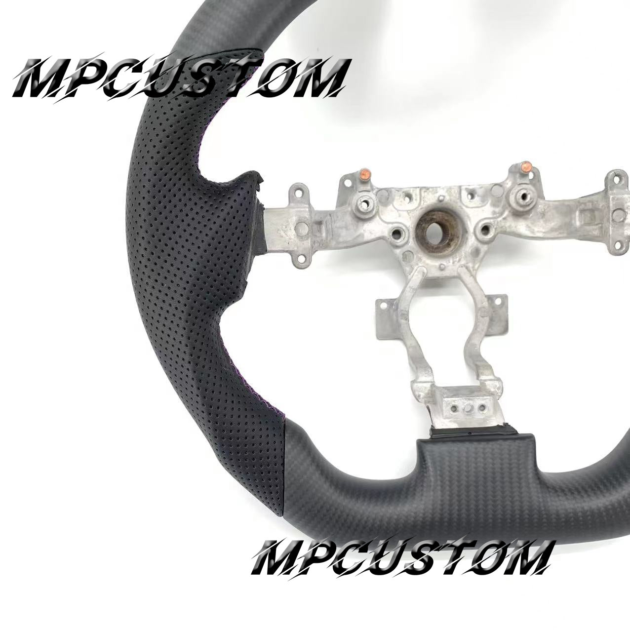 Mpcustom for Nissan GTR R35 2009-2016 carbon fiber steering wheel round top and purple stripe line