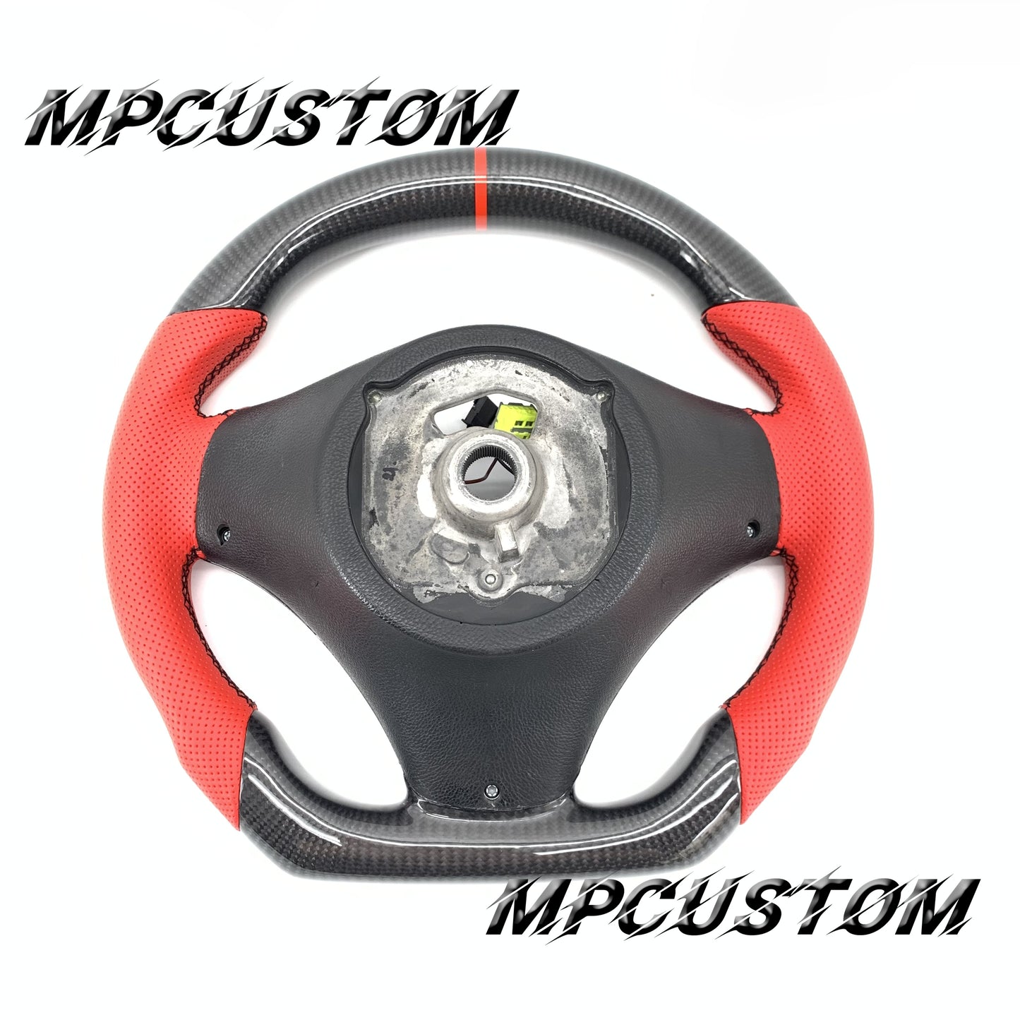 Mpcustom for BMW e90 carbon fiber steering wheel red perforated leather