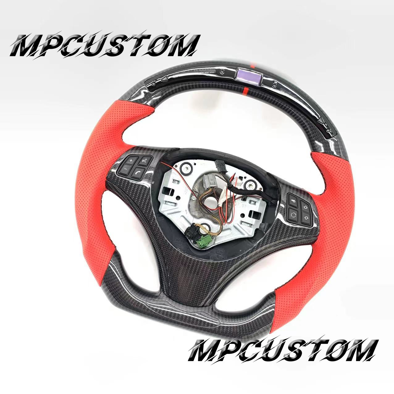 Mpcustom for BMW e90 carbon fiber steering wheel red perforated leather