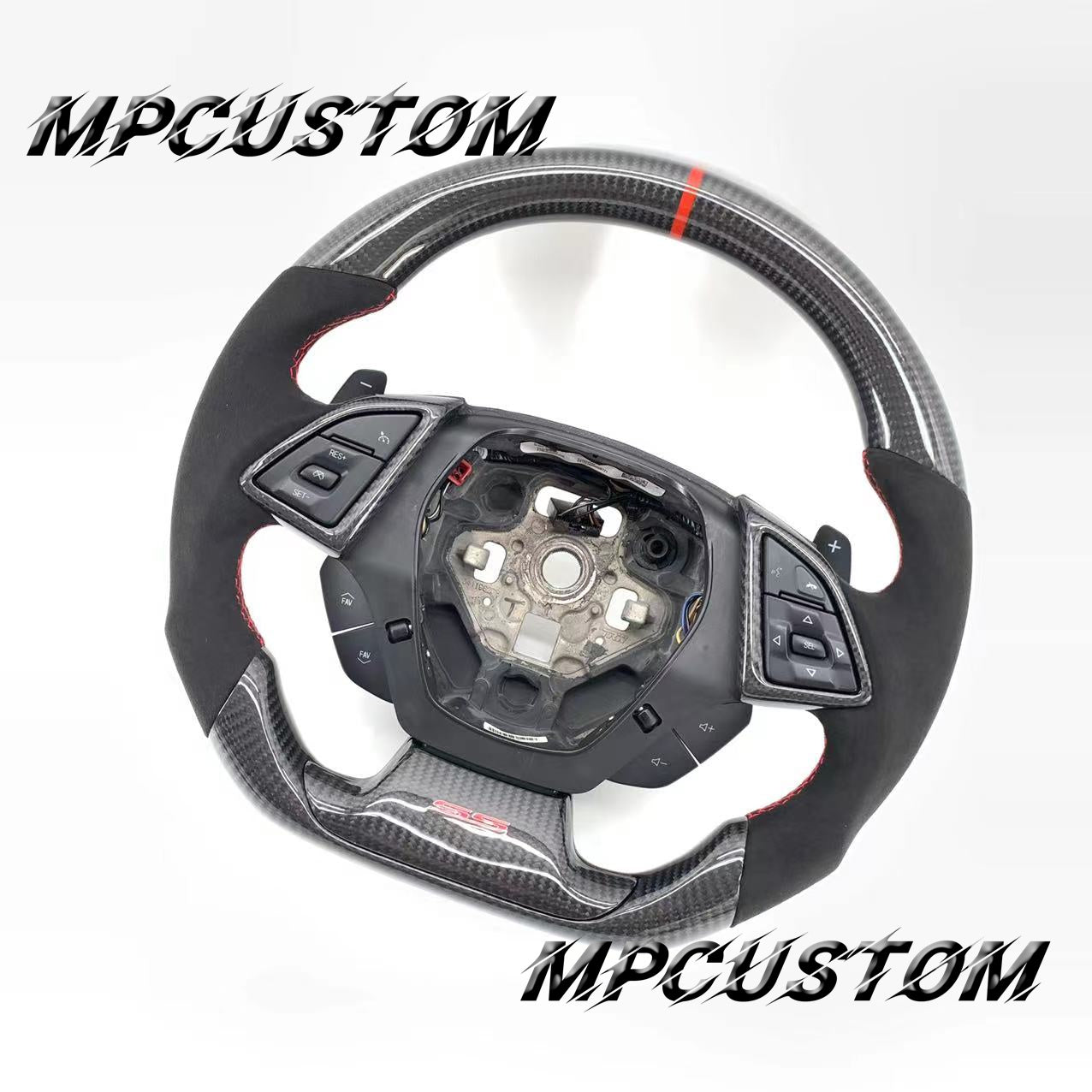 Mpcustom for Chevrolet Camaro 2016-2021 carbon fiber steering wheel red stitching