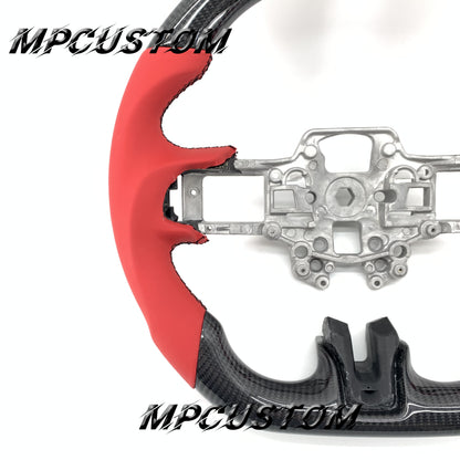 Mpcustom for Ford Mustang 2018-2022 carbon fiber steering wheel red stripe line and black stitching