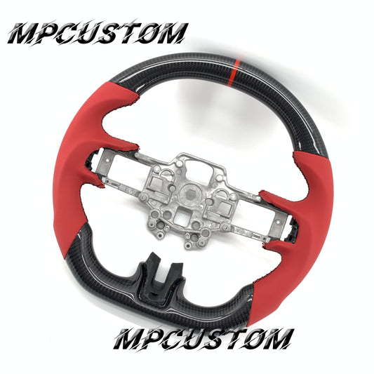 Mpcustom for Ford Mustang 2018-2022 carbon fiber steering wheel red stripe line and black stitching