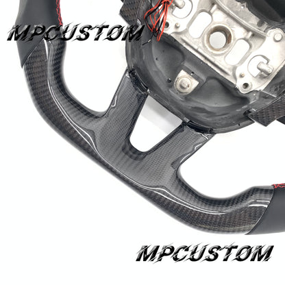 Mpcustom for Dodge SRT Challenger 2015-2021  carbon fiber steering wheel red smooth and led