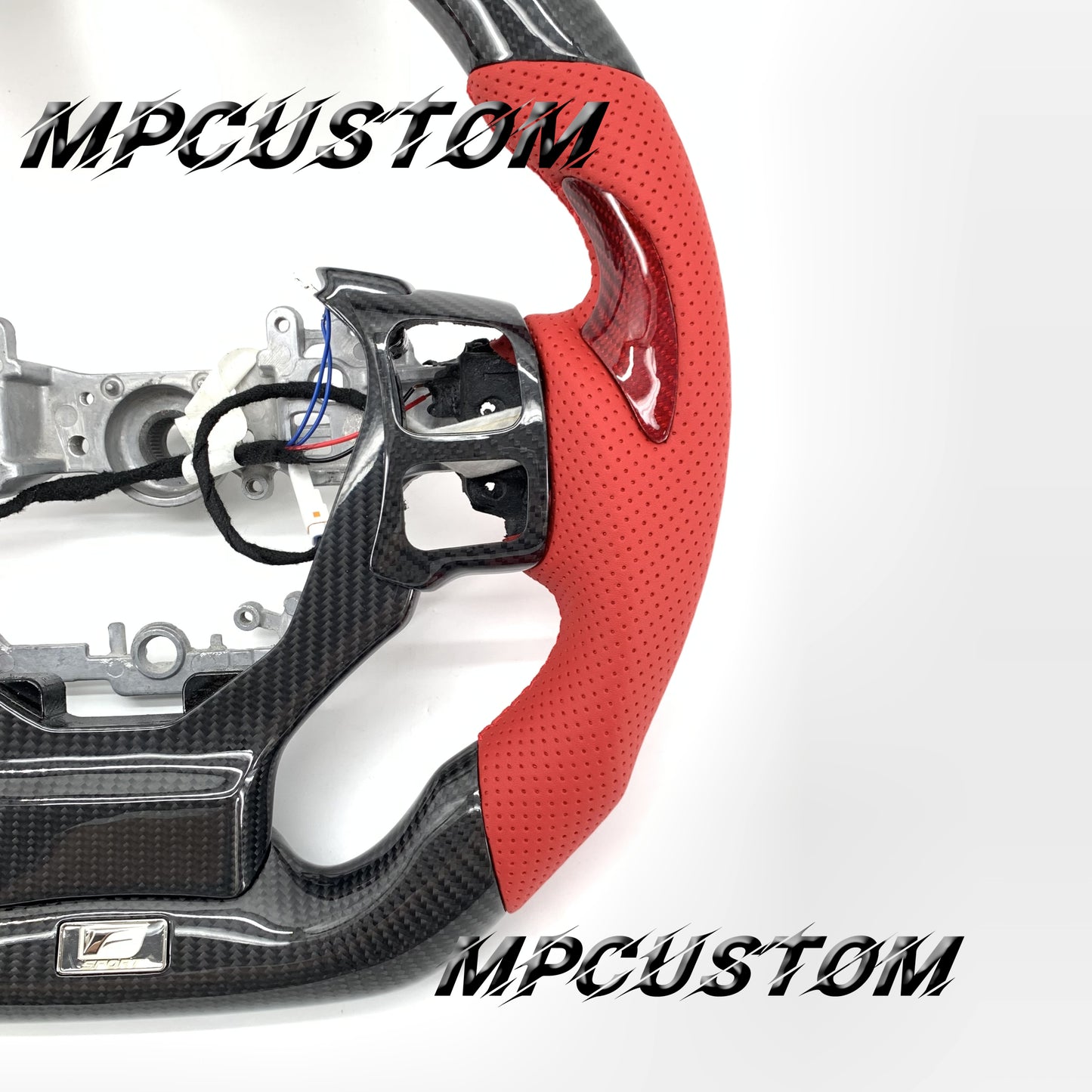 Mpcustom for Lexus IS RCF 2014+ carbon fiber steering wheel red stitching