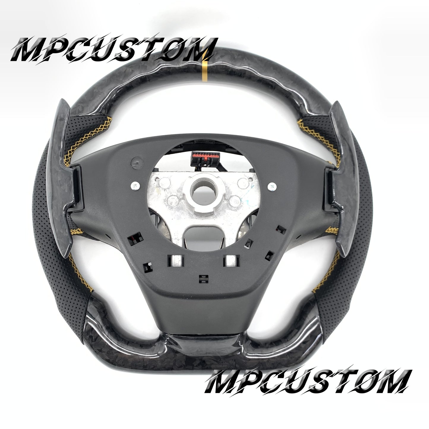 Mpcustom for Cadillac 2015-2019 ATSV carbon fiber steering wheel yellow stitching