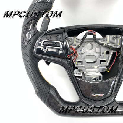 Mpcustom for Cadillac 2015-2019 ATSV carbon fiber steering wheel yellow stitching