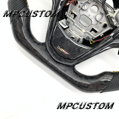 Mpcustom for Cadillac 2015-2019 ATSV carbon fiber steering wheel yellow stitching