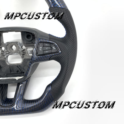 Mpcustom for Ford Focus MK3 ST RS carbon fiber steering wheel blue stitching