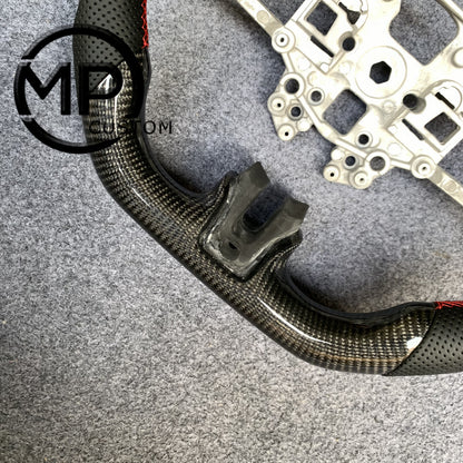 MPCUSTOM Fit For Ford mustang SHELBY GT350R 2018-2023 EcoBoost/GENUINE2018-2021 carbon fiber steering wheel black perforated leather red center line
