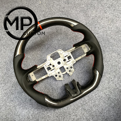 MPCUSTOM Fit For Ford mustang SHELBY GT350R 2018-2023 EcoBoost/GENUINE2018-2021 carbon fiber steering wheel black perforated leather red center line