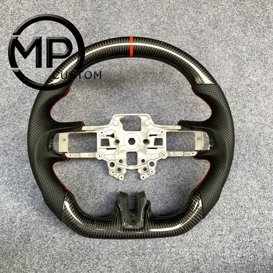 MPCUSTOM Fit For Ford mustang SHELBY GT350R 2018-2023 EcoBoost/GENUINE2018-2021 carbon fiber steering wheel black perforated leather red center line