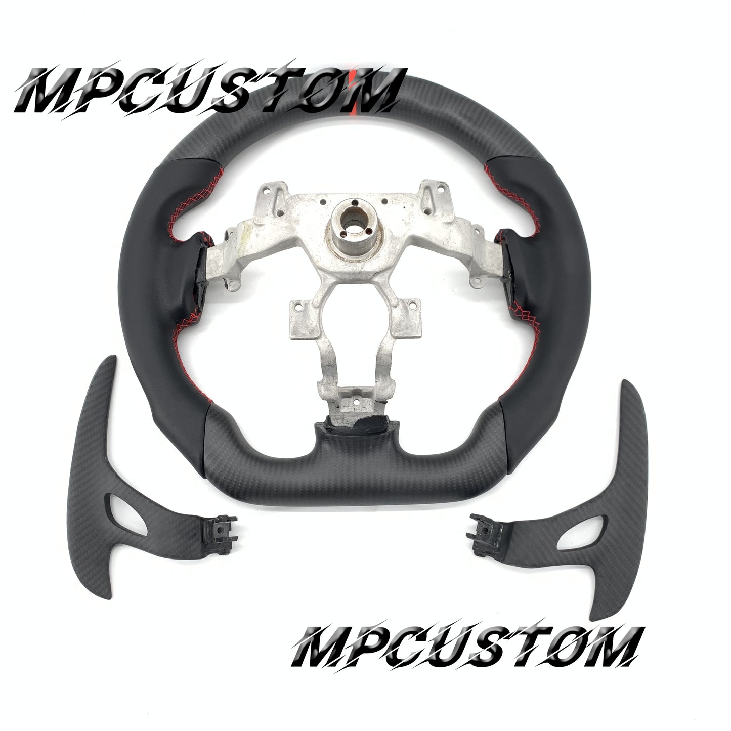 Mpcustom for Nissan GTR R35 2009-2016 carbon fiber steering wheel red stitching