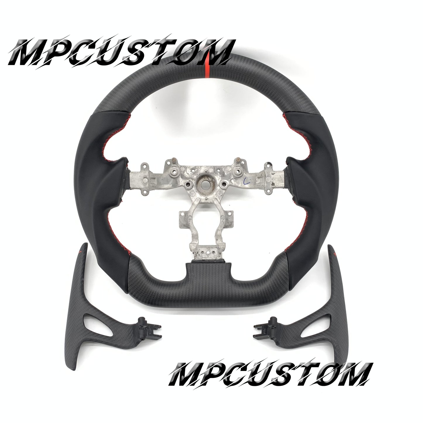 Mpcustom for Nissan GTR R35 2009-2016 carbon fiber steering wheel matte and red stitching