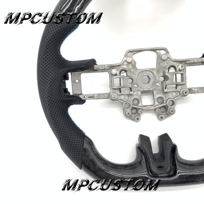 Mpcustom for Ford Mustang 2018-2022 carbon fiber steering wheel blue stripe line and blue stitching