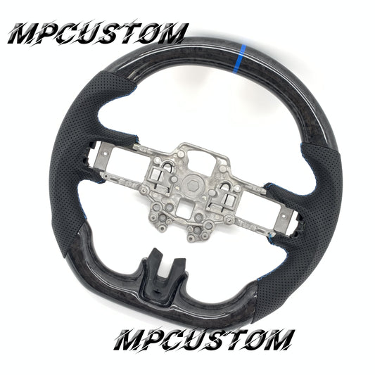 Mpcustom for Ford Mustang 2018-2022 carbon fiber steering wheel blue stripe line and blue stitching
