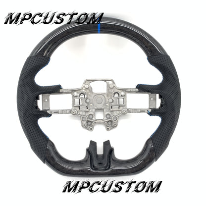 Mpcustom for Ford Mustang 2018-2022 carbon fiber steering wheel gloss and blue stitching