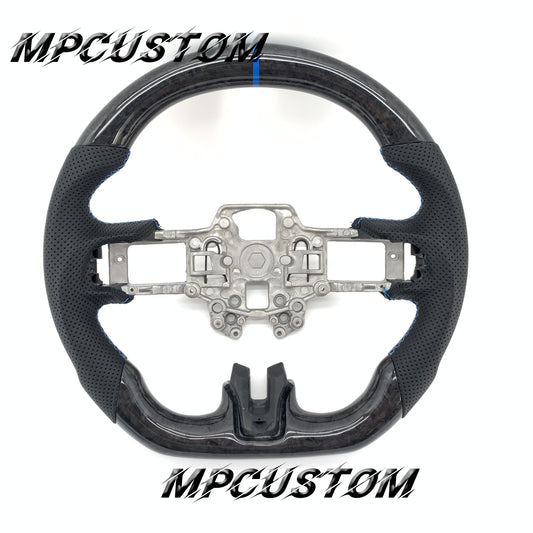 Mpcustom for Ford Mustang 2018-2022 carbon fiber steering wheel gloss and blue stitching