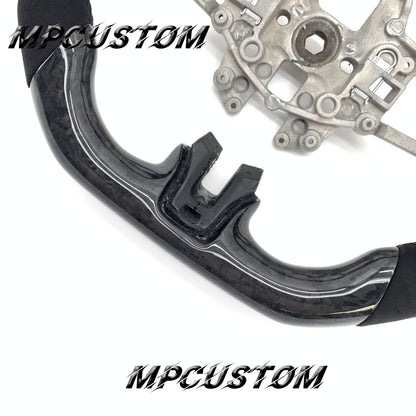 Mpcustom for Ford Mustang 2015-2017 carbon fiber steering wheel round top and black stitching