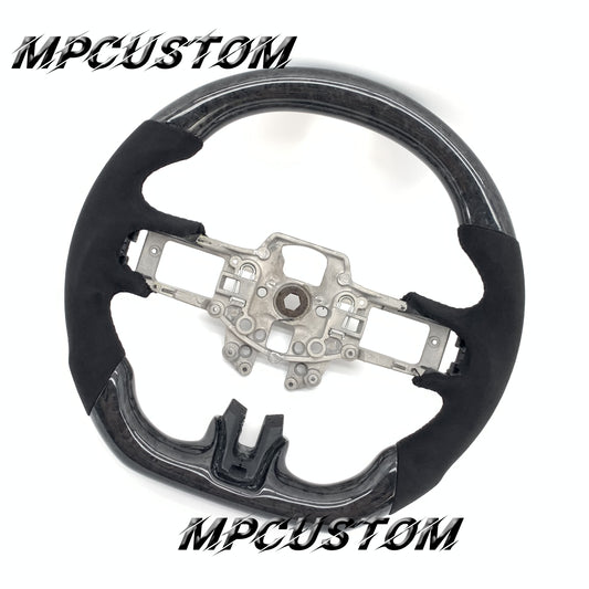 Mpcustom for Ford Mustang 2015-2017 carbon fiber steering wheel round top and black stitching