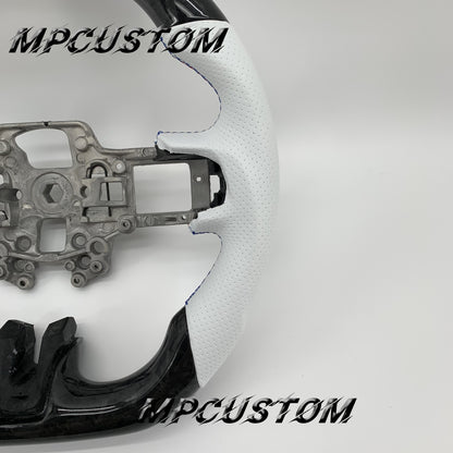 Mpcustom for Ford Mustang 2018-2022 carbon fiber steering wheel white perforated leather