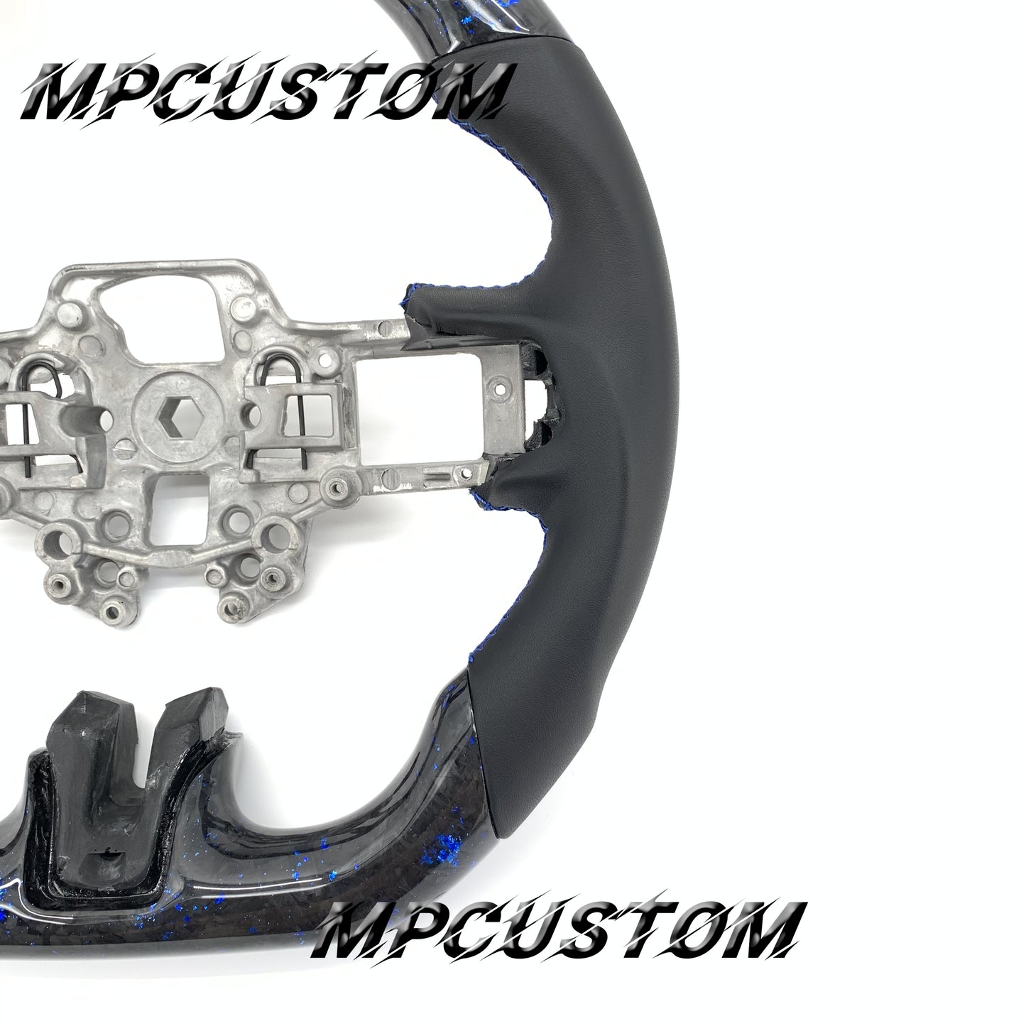 Mpcustom for Ford Mustang 2018-2022 carbon fiber steering wheel blue stripe line and smooth