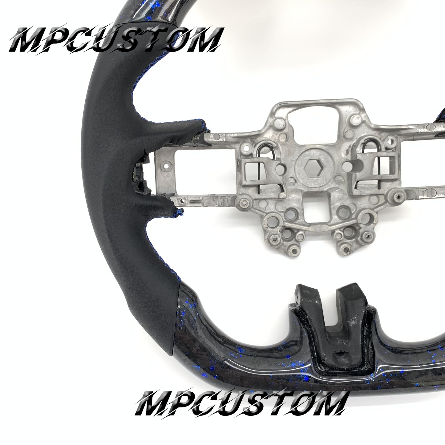 Mpcustom for Ford Mustang 2018-2022 carbon fiber steering wheel blue stripe line and smooth