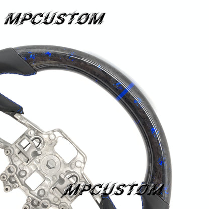 Mpcustom for Ford Mustang 2018-2022 carbon fiber steering wheel blue stripe line and smooth