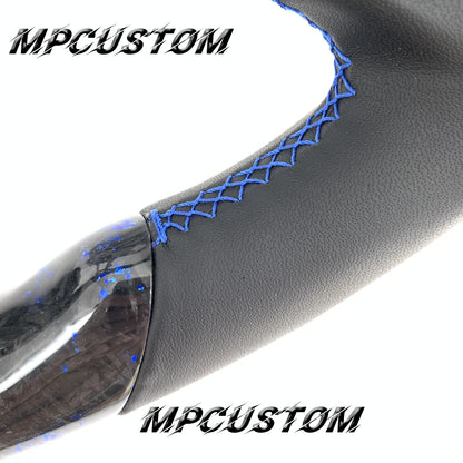 Mpcustom for Ford Mustang 2018-2022 carbon fiber steering wheel blue stitching and smooth