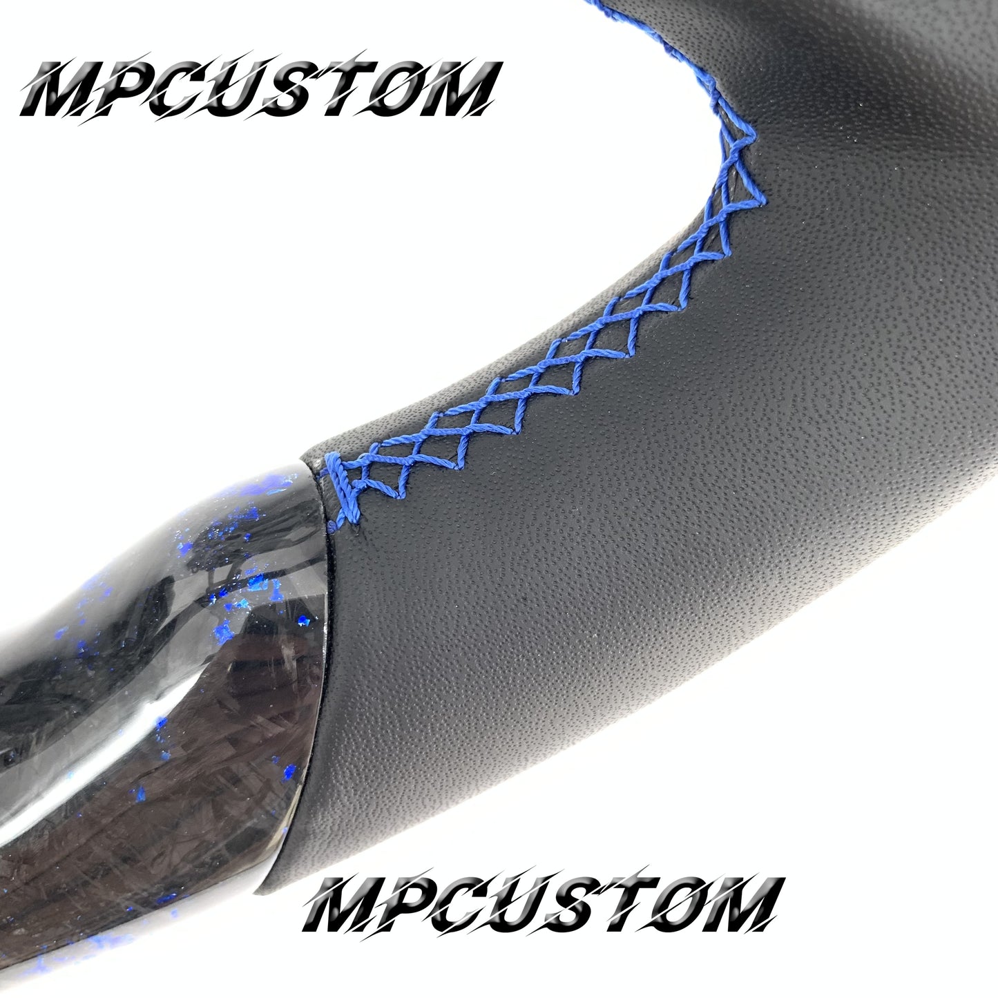 Mpcustom for Ford Mustang 2018-2022 carbon fiber steering wheel blue stripe line and smooth