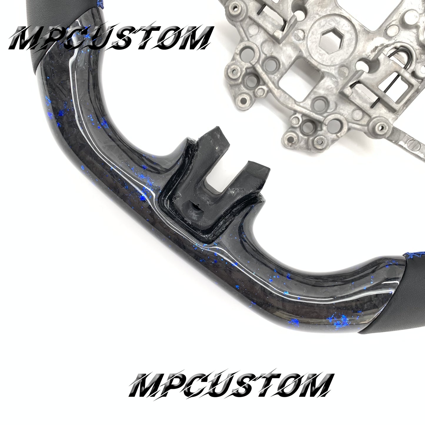Mpcustom for Ford Mustang 2018-2022 carbon fiber steering wheel blue stripe line and smooth