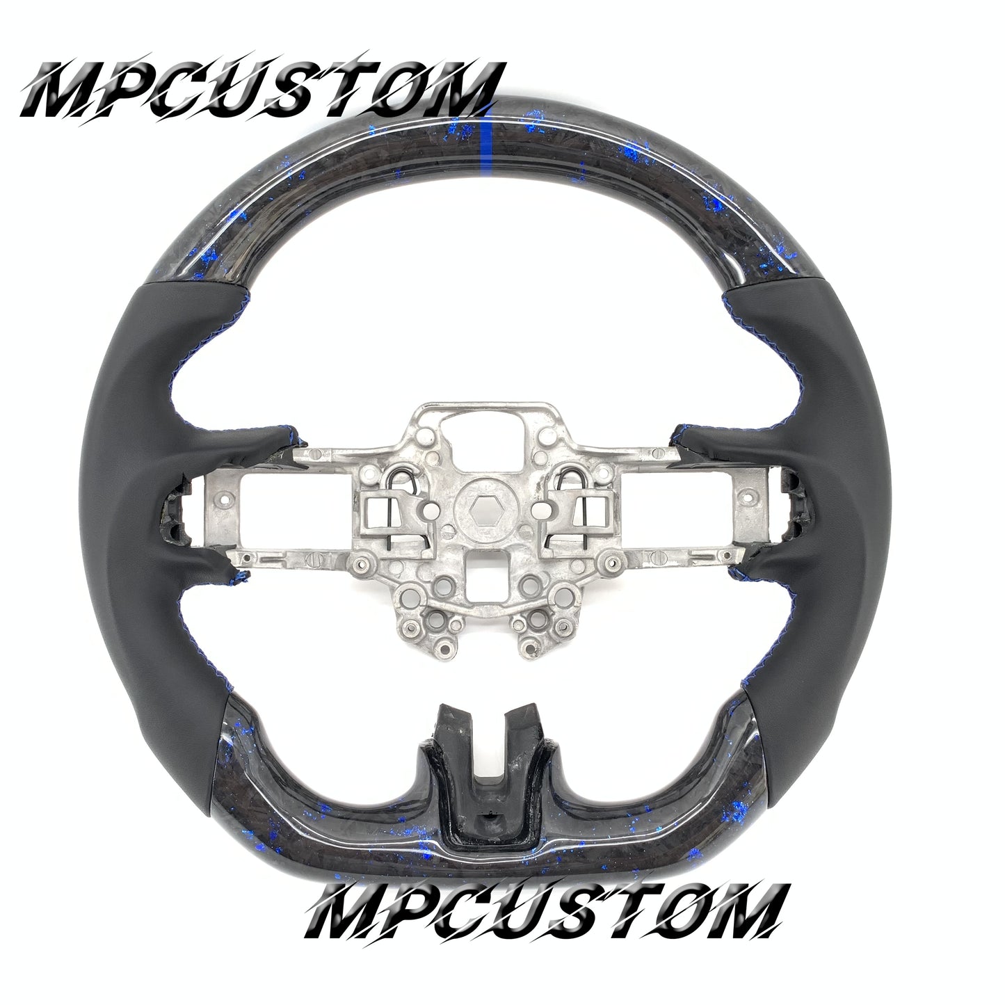 Mpcustom for Ford Mustang 2018-2022 carbon fiber steering wheel blue stitching and smooth